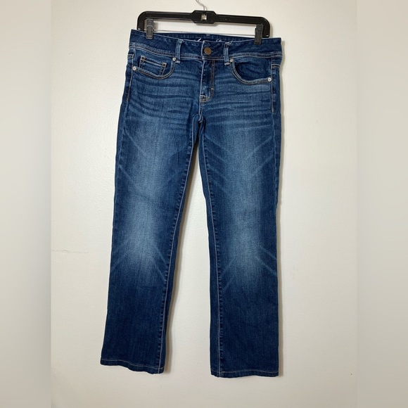 American Eagle Original‎ Boot Jeans Womens 6 Low Rise Long Flare Stretch Denim - Picture 1 of 8